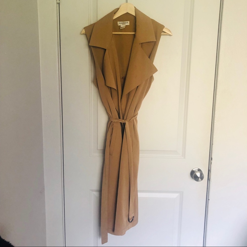 Glamorous camel trench vest